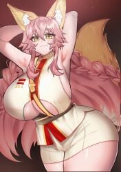 1girls animated big_breasts big_thighs breasts busty clothed clothed_female fate/grand_order fate_(series) female female_only fox_ears fox_girl fox_tail foxgirl gif gigantic_breasts hands_behind_head huge_breasts huge_thighs large_breasts large_thighs looking_at_viewer massive_breasts massive_thighs osiimi solo solo_female tamamo_no_mae_(fate) thick_thighs thighs