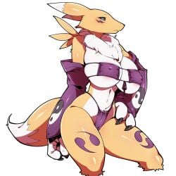 1:1 2022 anthro aqjx1012 armwear bandai_namco big_breasts bikini breasts cameltoe chest_tuft cleavage clothed clothing digimon digimon_(species) elbow_gloves female fur fur_markings furry furry_only gloves hand_on_hip handwear hi_res huge_breasts looking_at_viewer markings midriff multicolored_body multicolored_fur navel nipple_bulge pokies renamon simple_background skimpy solo swimwear tail thick_thighs tuft two_tone_body two_tone_fur under_boob white_background white_body white_fur yellow_body yellow_fur yin_yang