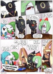 comic english_text furry gardevoir green_hair kirlia lopunny mimikyu nintendo page_27 pokemon pokemon_(species) red_crystal_(comic) red_eyes right_to_left rilex_lenov shiny_gardevoir shiny_pokemon umbreon