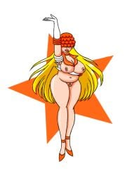 belly bishoujo_senshi_sailor_moon blonde_hair breasts chubby covered_eyes flashpoint_gear_(artist) hard_nipples high_heels huge_breasts large_breasts minako_aino nipples public_domain pussy sailor_venus simple_background venus_body venus_of_willendorf