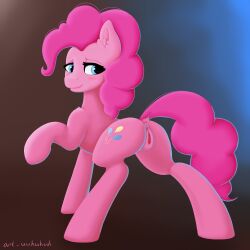 anus ass blue_eyes cutie_mark dock earth_pony equid equine female feral friendship_is_magic hair hasbro hi_res horse inner_ear_fluff mammal my_little_pony pink_body pink_hair pink_tail pinkie_pie_(mlp) pony puffy_anus raised_tail signature solo tuft uuhuhuh