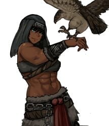 1girls abs bird blue_eyes dark-skinned_female dark_skin elden_ring ezzyecchi female female_abs female_only fromsoftware muscular_female nepheli_loux solo solo_female the_stormhawk_king