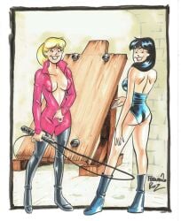 archie_comics betty_and_veronica betty_cooper blonde_female bondage bondage_gear bondage_outfit dominatrix fernando_ruiz veronica_lodge whip