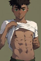 1boy ai_generated avatar_legends kai_(avatar) male male_only shirt_lift the_legend_of_korra