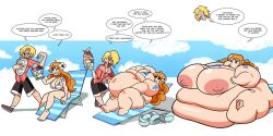 bbw bikini breast_expansion breasts fat female female_focus huge_breasts male morbidly_obese nami nami_(one_piece) nipples obese one_piece orange_hair overweight post-timeskip sequence ssbbw superspoe transformation vinsmoke_sanji weight_gain