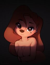 a_goofy_movie breasts brown_eyes earrings freeedon mole nude red_hair roxanne_(goof_troop) shadow