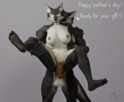 3d_(artwork) age_difference anthro big_breasts black_body black_fur blender_(software) breasts canid canine canis claws dialogue digital_media_(artwork) duo english_text female fur holidays incest male male/female mammal mastersounds mature_anthro mature_female mother mother's_day mother_and_child mother_and_son nude older_female parent parent_and_child purple_eyes raised_leg son text tongue tongue_out wolf younger_male