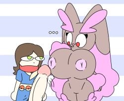 alpha_pokémon blank_expression hyper hyper_breasts hyper_penis itisspermo lopunny pink_nipples pokémon_(species) pokemon pokemon_(species) pokemon_legends:_arceus red_eyes shiny_pokemon stunned_silence