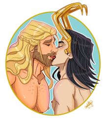 2021 2boys horned_headwear human human_only incest kissing light-skinned_male light_skin loki_(marvel) loki_(series) long_hair male male_only marvel marvel_cinematic_universe no_visible_genitalia step-incest thor_(marvel) thor_(series) thor_loki thorki yaoi