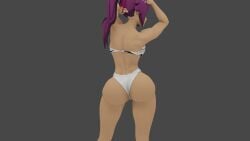 arms_above_head ass ass_focus big_ass big_butt bikini curvy_hips female female_only flaunting grey_background pose reward sexual_competition sexually_suggestive showing showing_ass showing_off skinny_legs thin_waist void white_bikini