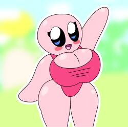 anthro big_ass blue_eyes breasts itisspermo kirby kirby_(series) large_breasts pink_skin