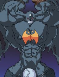 black_body bodybuilder boss boss_monster devimon digimon evil flexing huge_breasts huge_cock huge_muscles male_only muscle muscles muscular pectorals solo_male tumblr