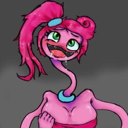 breasts eyes_looking_up green_eyes long_arms long_neck mommy_long_legs pink_hair poppy_playtime saliva