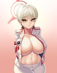 1girls artist_request big_breasts blonde_hair blue_archive breasts busty curvaceous curvy curvy_body curvy_female curvy_figure female female_focus huge_breasts large_breasts marina_(blue_archive) short_hair very_short_hair voluptuous