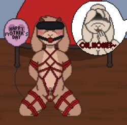 1boy 1girls age_difference anthro ball_gag balloon balls ballsack bedroom blindfold blush blush_lines body_fur bondage bound caprine cock_ring digital_media_(artwork) disembodied_head duo erection eye_shade female furry gag genitals gift goat humanoid_penis incest long_ears male male_focus mammal mother mother's_day mother_and_child mother_and_son nude_male parent parent_and_child partial_female penis pixel_(artwork) presenting red_rope restraints rope rope_bondage rope_cock_ring rope_harness scrotum shaded simple_background simple_shading small_penis smooth_penis son surprised_expression tan_fur testicles toridiaz white_fur