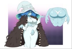 1girls 4_arms ass ass big_ass big_breasts big_butt blue_body blue_eyes blue_hair breasts elden_ring female female_only humanoid long_hair official_mossy ranni_the_witch solo thick_thighs wide_hips witch_hat