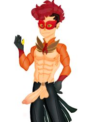 1boy abs big_penis black_hair coq_courage danifcgr gay male male_only marc_anciel miraculous_ladybug nude_male penis penis_out pubic_hair red_hair self_upload solo solo_male transparent_background