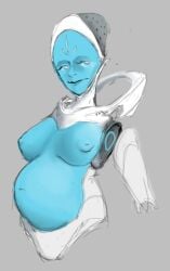 1girls 2d android belly big_belly breasts cosmicconfluence echo_(overwatch) female nipples overwatch pregnant robot solo_female