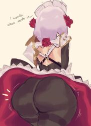 1girls ass big_ass big_butt distracted dress female genshin_impact huge_ass huge_butt knight looking_away maid noelle_(genshin_impact) oblivious purple_hair solo thinking undergroundj