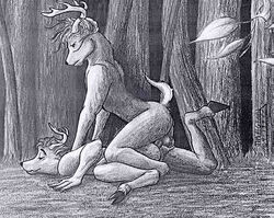 1990s 1998 20th_century anal anthro antlers anus ass balls cervine deer furry gay hooves horn male no_humans nude penis sex vandringar