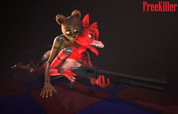 3d 3d_(artwork) 4k ammunition anal animatronic digital_media_(artwork) duo eye_roll female five_nights_at_freddy's fnaf:futanari foxy_(fnaf) freddy_(fnaf) frederika_(fnaf) freekiller futa_on_femboy futa_on_male futanari gun hi_res intersex intersex/female looking_at_another looking_at_partner lying_on_ground machine ranged_weapon robot scottgames sex shell shotgun source_filmmaker tongue tongue_out video_games weapon