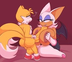 age_difference anthro anthro_on_anthro behniis big_breasts breast_play breasts canid canine chiropteran female fox genitals hi_res huge_breasts male male/female mammal older_female paizuri penis rouge_the_bat sega sex sonic_(series) sonic_the_hedgehog_(series) tails younger_male