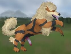 absurd_res anatomically_correct anatomically_correct_genitalia animal_genitalia animal_penis arcanine canid canine canine_penis canis claws domestic_dog feral fur genitals hi_res interspecies knot male mammal muscular muscular_feral muscular_male nintendo open_mouth penis poképhilia pokemon pokemon_(species) presenting presenting_penis solo solo_focus svevato tongue tongue_out video_games