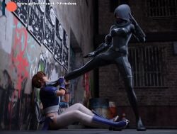 2girls 3d 3d_(artwork) asphyxiation beaten blender boot_fetish catfight choking dead_or_alive dead_or_alive_5 defeated dominant dominant_female domination dominatrix female_domination femdom fight fighting fighting_pose fighting_stance foot_domination foot_on_neck helpless hood jvfemdom kasumi_(doa) legs lezdom mask masked masked_female pinned pinned_to_wall socks stepped_on stepping_on_female stockings stomp stomping thigh_socks thighhighs thighs trample trampling white_socks white_stockings wrestling wrestlingryona yuri