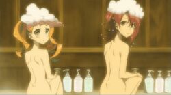 3girls accurate_art_style animated ass back big_ass big_butt breasts cleavage fanservice kiznaiver large_breasts multiple_girls niiyama_nico sonozaki_noriko takashiro_chidori thick_thighs wide_hips