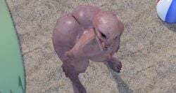 3d alien ass beach beach_ball bent_over big_ass dialogue english_text fangs femboy gay huge_butt humanoid implied_sex licking_lips looking_at_viewer male male_only nude r-a-s-p_(artist) sectoid solo tagme thick_thighs tongue xcom_2