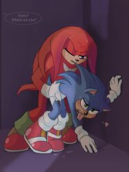 ahe_gao anal anthro bodily_fluids cum cum_in_ass gay gay_sex hiding knuckles_the_echidna male/male male_only open_mouth orgasm penetration saliva sonic_(series) sonic_the_hedgehog sonic_the_hedgehog_(film) sonknux sweat teeth