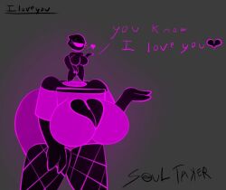 artist_name big_breasts character_name cleavage controller corruption databrawl first_porn_of_character heart heart-shaped_boob_window iloveyou_(databrawl) roblox roblox_game simple_background soultaker_(artist) stockings text