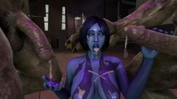 1girls 3d big_breasts big_penis cortana cortana_v2 cum_in_mouth cum_on_breasts cum_on_face cumshot female female_focus halo_(series) halo_4 sangheili superbob4575