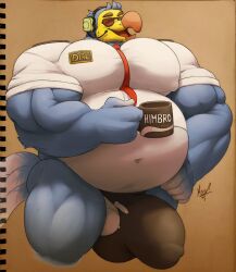 2022 absurd_res animal_crossing anthro ara_chibi avian balls barazoku beak belly biceps big_balls big_belly big_bulge big_muscles big_pecs big_penis bird bulge clothed clothing coffee_mug collaboration colored columbid croconut digital_media_(artwork) dodo dress_shirt eyebrows eyewear facial_hair feathers genitals headphones hi_res himbo holding_object huge_bulge huge_muscles ineffective_clothing male male_only microphone mixed_media musclegut muscular muscular_anthro muscular_male navel necktie nintendo nipple_outline open_mouth open_smile overweight overweight_anthro overweight_male pecs penis quads shirt signature smile solo standing stubble sunglasses thick_thighs thong tight_clothing tongue topwear torn_clothing torn_underwear traditional_media_(artwork) underwear video_games wilbur_(animal_crossing)