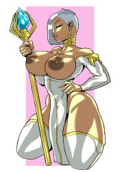 1girls big_breasts breasts chief_virana choker curvy disney earring female female_only fit fit_female gem looking_at_viewer milf muscular_ass muscular_legs nipples raya_and_the_last_dragon smile solo solo_female staff tagme theoverloader undercut virana white_hair