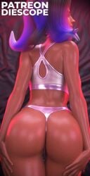 1girls 3d ass blender blizzard_entertainment blurry_background clothed clothing dark-skinned_female dark_skin diescope female female_only hi_res latex latex_clothing legs olivia_colomar overwatch overwatch_2 purple_hair pussy pussy_peek solo solo_female sombra standing thick_thighs