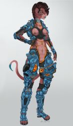 alex-dep-998 anthro armor bondage bondage bound breasts case clothing costume cybernetics exoskeleton female hi_res hybrid implants_(disambiguation) jumpsuit lizard machine nude prosthetic reptile scalie straps