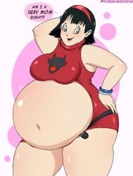 1girls belly big_belly big_breasts black_hair breasts dragon_ball dragon_ball_super dragon_ball_z fat female large_belly mature_female milf mother obese overweight spicypaw thick_thighs thighs videl videl_(dragon_ball_super)