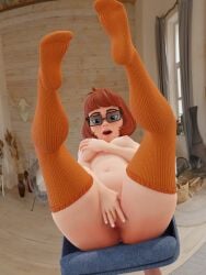 1girls 3d brown_hair elsychzz female female_only fingering fingers glasses hanna-barbera holding holding_breast knee_high_socks masturbating masturbation nerd nerdy_female orange_clothing scooby-doo socks solo tagme thighhighs velma_dinkley