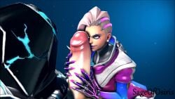 1boy 1girls 3d animated blizzard_entertainment duo huge_cock large_penis loop male male/female no_sound overwatch overwatch_2 reinhardt sageofosiris short_playtime shorter_than_30_seconds sombra tagme video virus_sombra