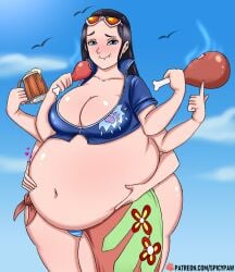 1girls ass bbw belly big_ass big_belly big_breasts black_hair breasts bubble_butt eyewear_on_head fat fat_ass female female_only hana_hana_no_mi large_belly large_breasts morbidly_obese nico_robin obese one_piece overweight overweight_female spicypaw sunglasses_on_head thick_thighs thighs weight_gain