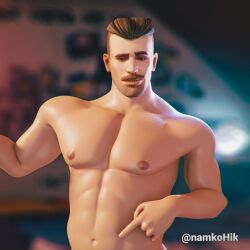 1boy 3d bara david_madsen life_is_strange male_breasts male_only nipples