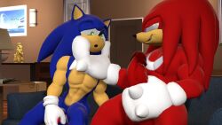 3d 3d_(artwork) abs anthro anthrofied balls ballsack bara bottomless bottomless_male completely_nude completely_nude_male erect_penis erection garbage-chan knuckles_the_echidna looking_at_partner looking_at_penis male male/male male_only masturbating masturbation muscular muscular_anthro muscular_male nude nude_male pecs pectorals penis penis_out sfm sonic_(series) sonic_the_hedgehog sonic_the_hedgehog_(series) source_filmmaker veiny veiny_penis