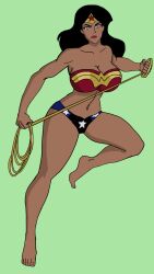 bikini black_hair blue_eyes dc_comics dcau diana_prince drawingthings12 justice_league justice_league_unlimited lasso_of_truth olive_skin superheroine wonder_woman wonder_woman_(series)