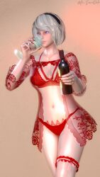 3d honey_select illusion_soft lingerie misterscratch nier:_automata nier_(series) studio_neo wine wine_bottle wine_glass yorha_2b