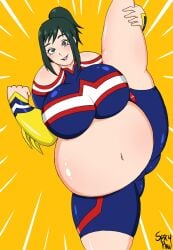 1girls bbw belly big_belly big_breasts breasts fat holding_leg_up inko_midoriya large_belly large_breasts mature_female milf mother my_hero_academia obese spicypaw thick_thighs thighs