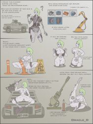 anal anal_insertion artillery ass_exposed big_ass big_breasts bimbofication blue_eyes breasts crossout fan_character female green_hair grey_body gun ironfist.girl_(oracle_dominus) lewd-machine_series looking_at_viewer modification nude object_insertion oracle_dominus ravager_(crossout) robot robot_girl sexbot shell sitting_on_car squish talking_to_viewer text undressing upgrades vehicle weapon