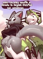 2025 2_horns 3_fingers after_vore ambiguous_anthro ambiguous_gender ambiguous_pred anal anal_bone_disposal anthro anthro_pred anthro_rimming_anthro ass aymbord aymbord_(character) back_wings belly big_belly big_butt biped black_claws black_clothing black_eyebrows black_hoodie black_horn black_legwear black_nose black_thigh_highs black_topwear bloated blush blush_lines bone_disposal bone_imprints bones_in_stomach bottomless bottomless_ambiguous bottomless_anthro building cheek_blush claws clothed clothed_ambiguous clothed_anthro clothing cloud cropped_hoodie cropped_topwear cutaway death dialogue digital_media_(artwork) domestic_cat dragon duo ears_up emily_(tcsrjx) english_description evening eyebrows face_in_ass fatal_vore felid feline felis female female_(lore) finger_claws fingers floating_whiskers fur glistening glistening_body glistening_face glistening_fur glistening_horn glistening_tail grass green_clothing green_hat green_headwear grey_belly grey_body grey_ears grey_face grey_fur grey_legs grey_tail hand_on_another's_thigh hand_on_leg hand_on_thigh hat head_between_buttocks head_horn headgear headshot_portrait headwear hi_res hood_down hoodie horn horn_through_headwear ineffective_clothing legwear light lighting long_sleeves looking_at_another looking_down looking_down_at_another male male_(lore) mammal membrane_(anatomy) membranous_wings monotone_arms monotone_belly monotone_body monotone_clothing monotone_face monotone_fur monotone_hoodie monotone_legs monotone_tail monotone_topwear motion_lines mythological_creature mythological_scalie mythology nose_to_anus onomatopoeia open_:3 open_mouth open_smile oral outside park pink_inner_ear plant pointy_ears polish_text portrait prey_transfer prick_ears rimming rumbling_stomach scalie sex shaded signature skull_imprint skull_in_mouth sky smile smiling_at_another smooth_horn soft_shading sound_effects squish sunset tail talking_to_another text thigh_highs thigh_squish three-quarter_portrait three-quarter_view topwear translation_check tree twitter_handle vore vore_belly white_arms white_body white_face white_hands white_text wide_hips wings