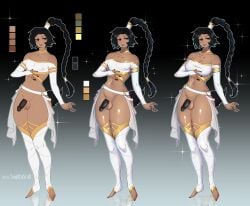 1femboy 1futa aly_zarathustra big_breasts black_hair breedable_hips bunny_tail child_bearing_hips commission condom condom_on_penis crossover cute dark_skinned_femboy dark_skinned_male femboy feminine_male futanari girly intersex long_ponytail non_binary original_character ponytail reference_sheet sagittascuti thick_ass thick_thighs thighhighs toes trap wide_hips