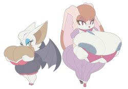 2girls big_breasts breasts female huge_breasts kendalljt multiple_girls rouge_the_bat sega sonic_(series) tagme vanilla_the_rabbit